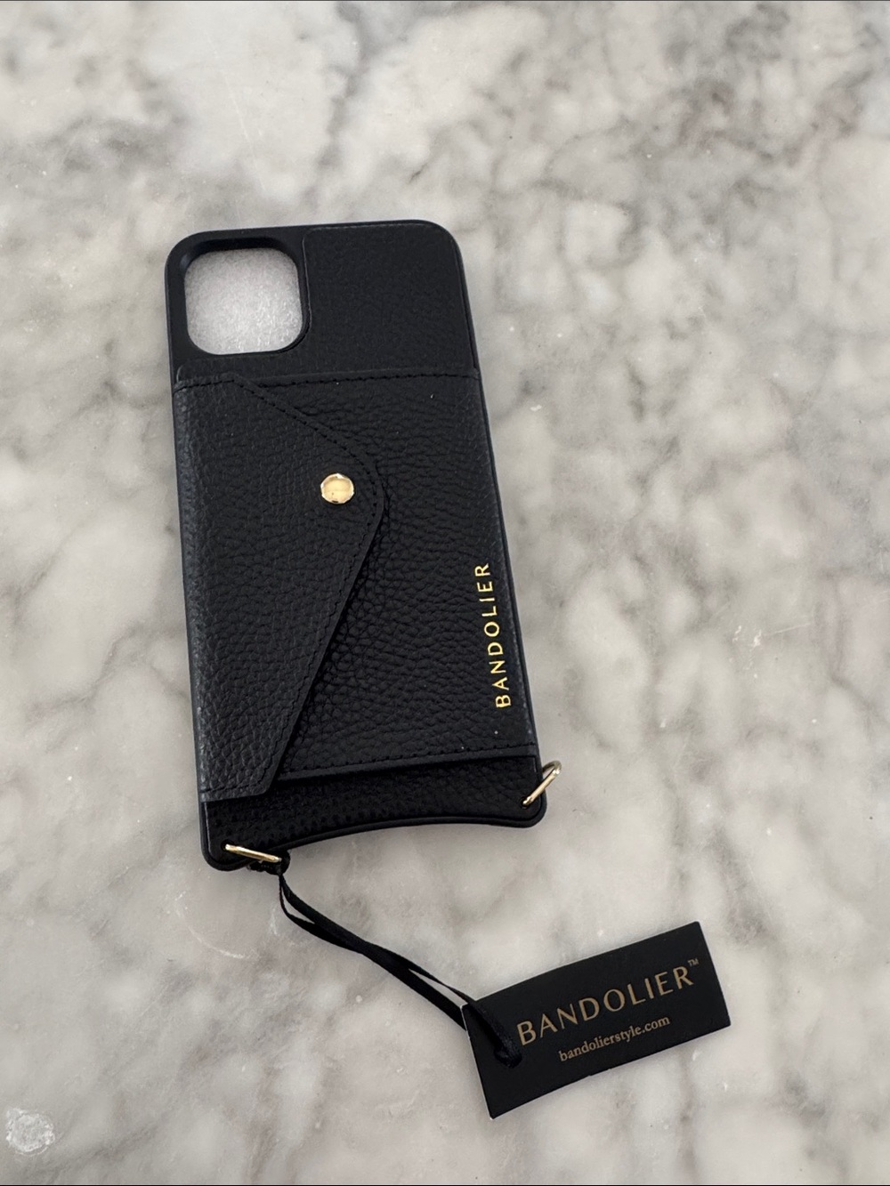 NWT Bandolier Black Leather Card Wallet Phone Case For IPHONE 11 Pro Max